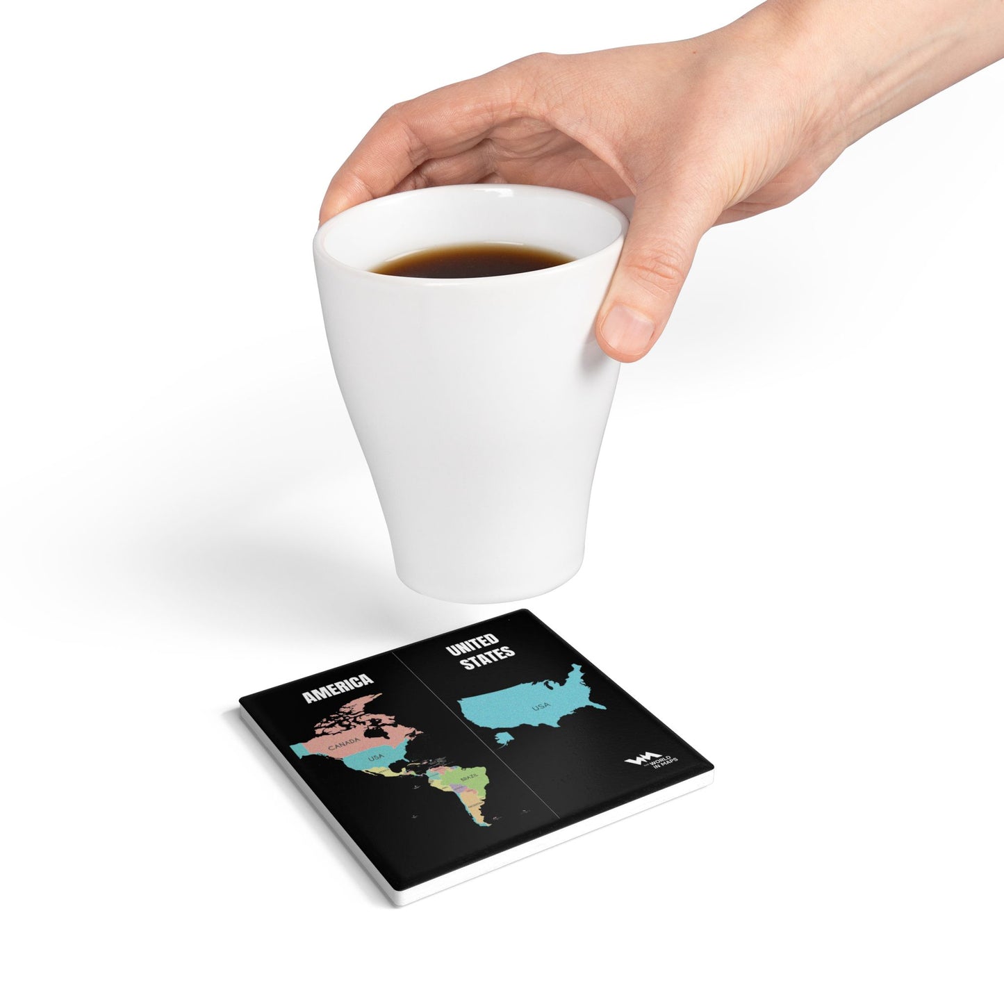 Ceramic Coaster — 'USA vs America' World in Maps