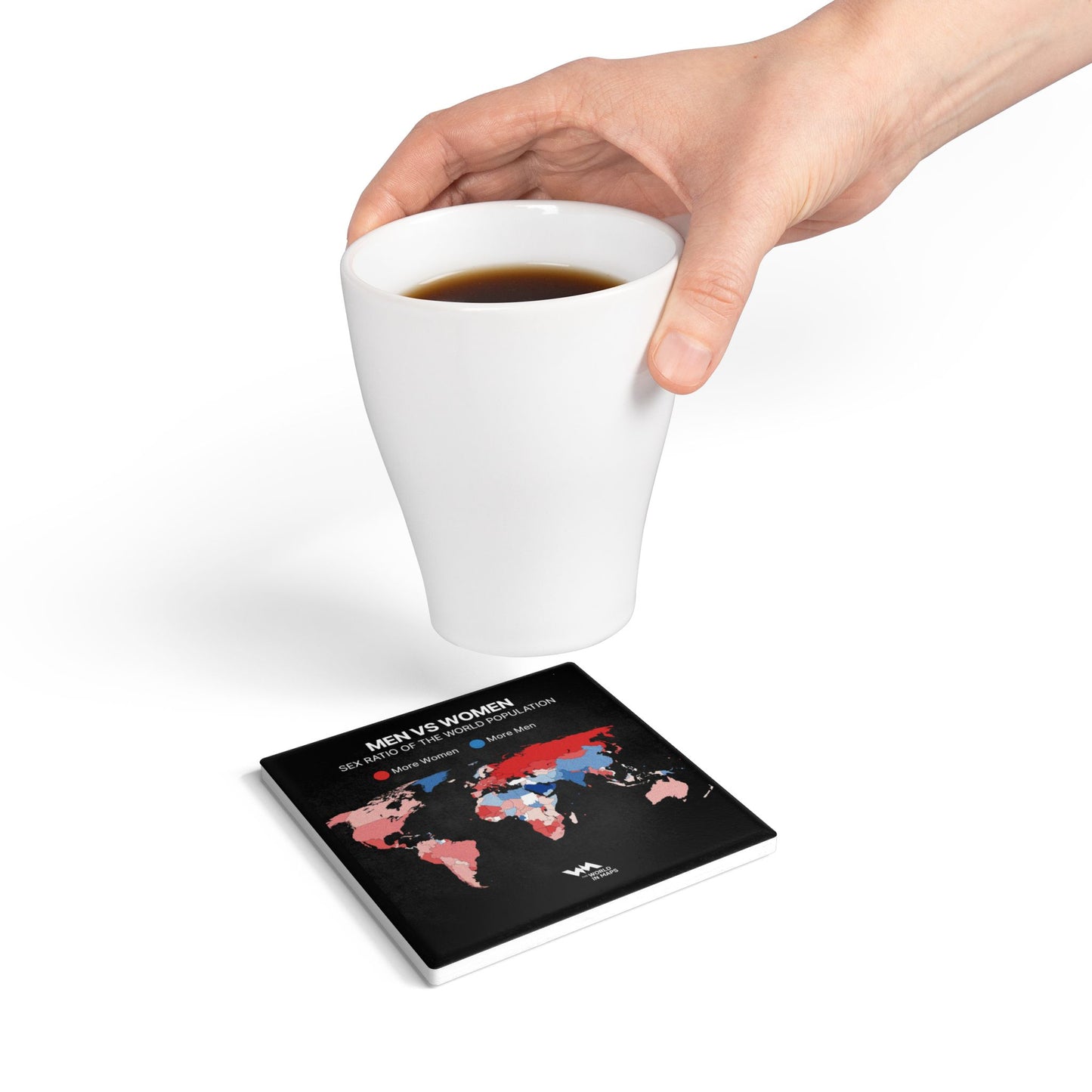 Ceramic Coaster — 'Men Vs Women' World in Maps  Coaster
