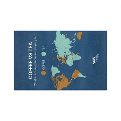 Coffee vs Tea World Map Microfiber Tea Towel