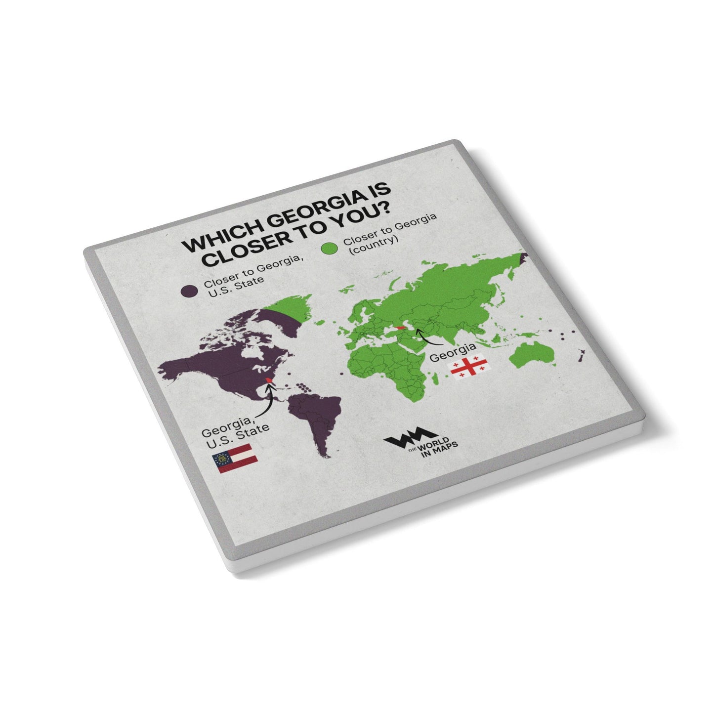 Ceramic Coaster — 'Which Georgia?' World in Maps
