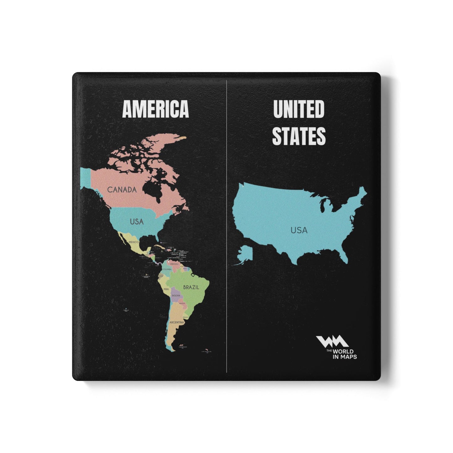 Ceramic Coaster — 'USA vs America' World in Maps