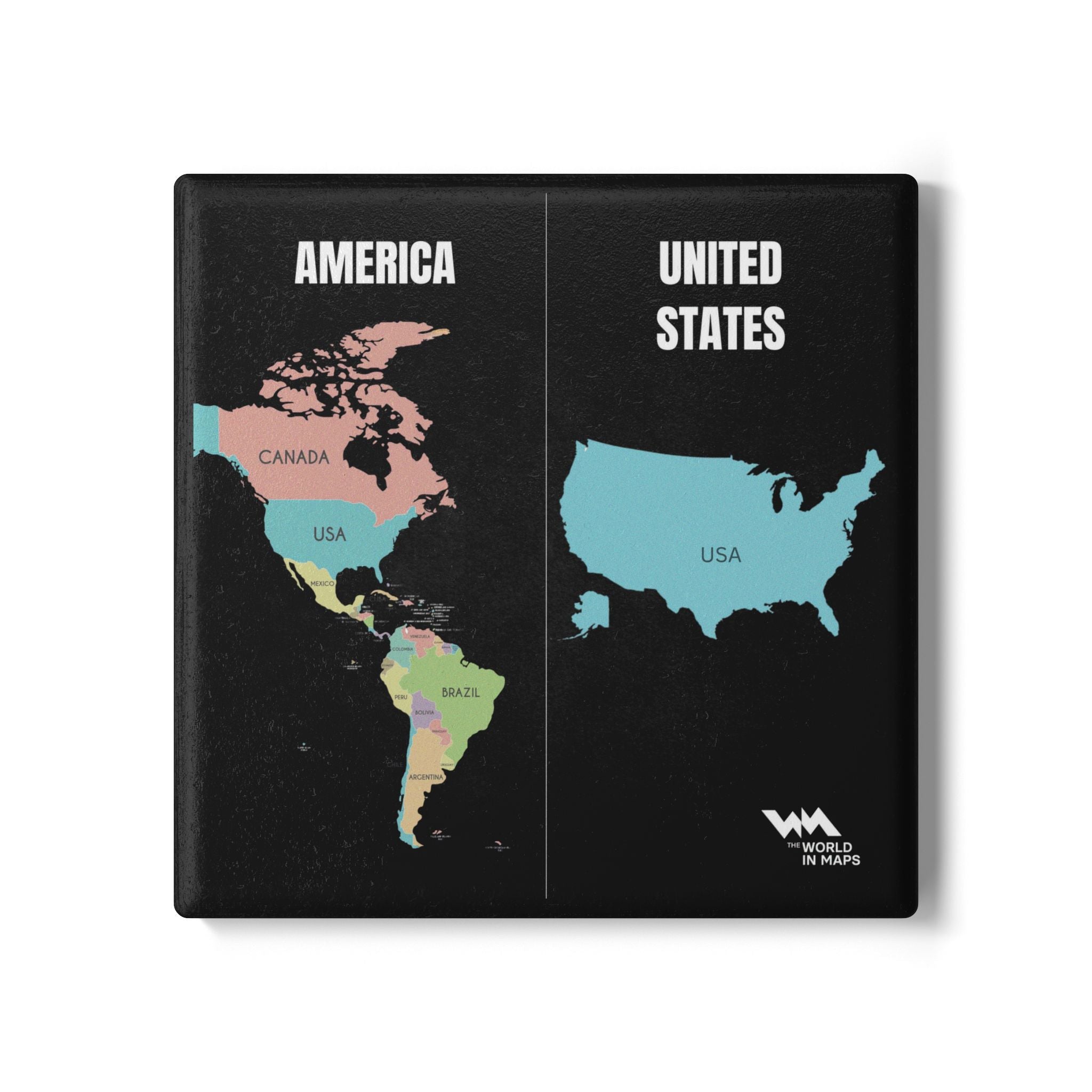Ceramic Coaster — 'USA vs America' World in Maps