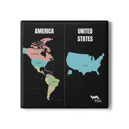 Ceramic Coaster — 'USA vs America' World in Maps