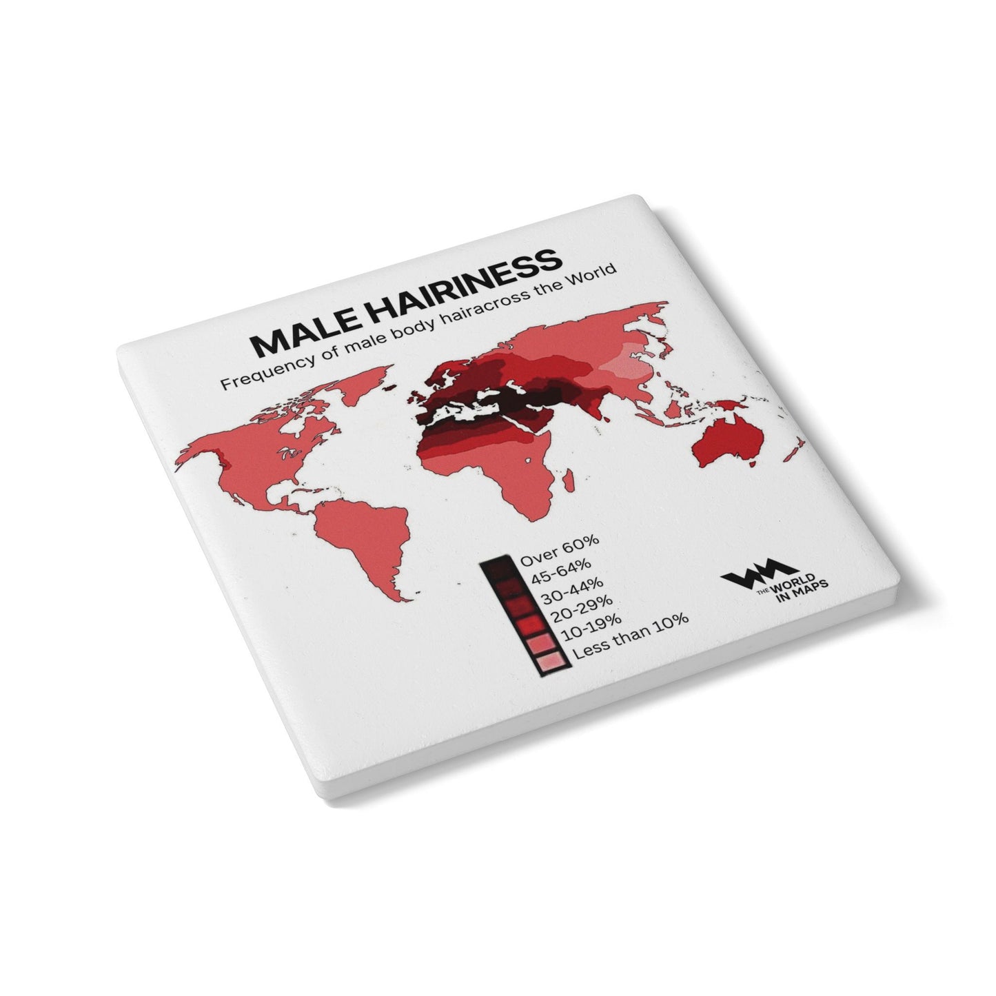 Ceramic Coaster — 'Where's the hair?' World in Maps coaster
