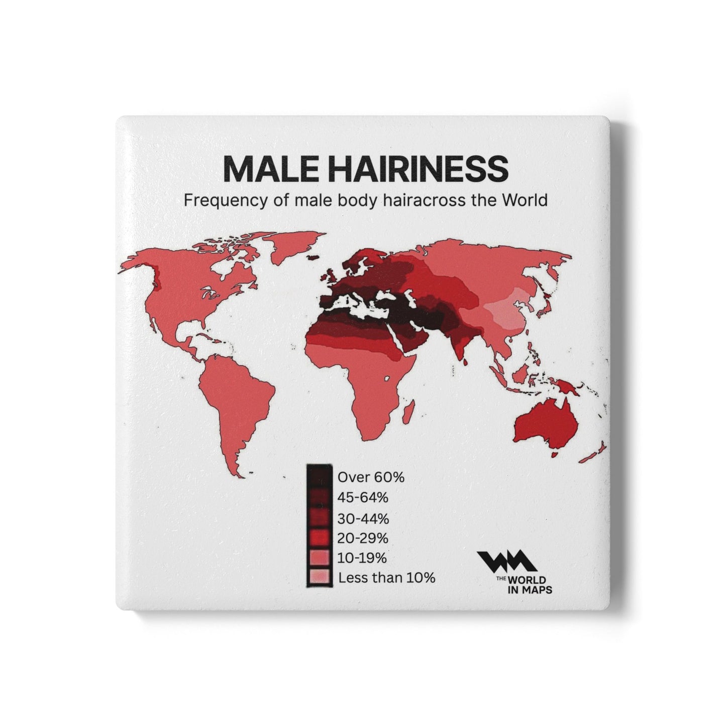 Ceramic Coaster — 'Where's the hair?' World in Maps coaster