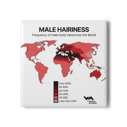 Ceramic Coaster — 'Where's the hair?' World in Maps coaster