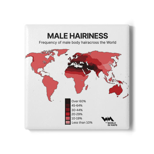 Ceramic Coaster — 'Where's the hair?' World in Maps coaster