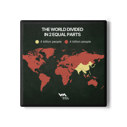 Ceramic Coaster — 'The world in two parts?' World in Maps