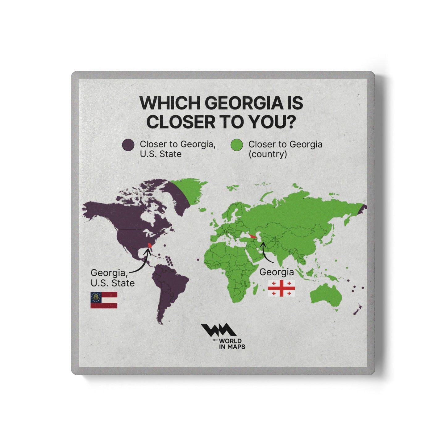 Ceramic Coaster — 'Which Georgia?' World in Maps