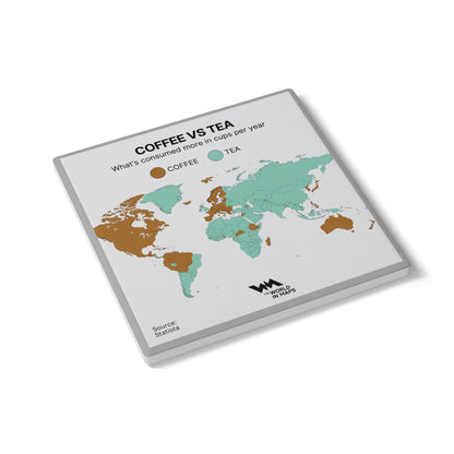 Ceramic Coaster — 'Coffee or Tea?' World in Maps