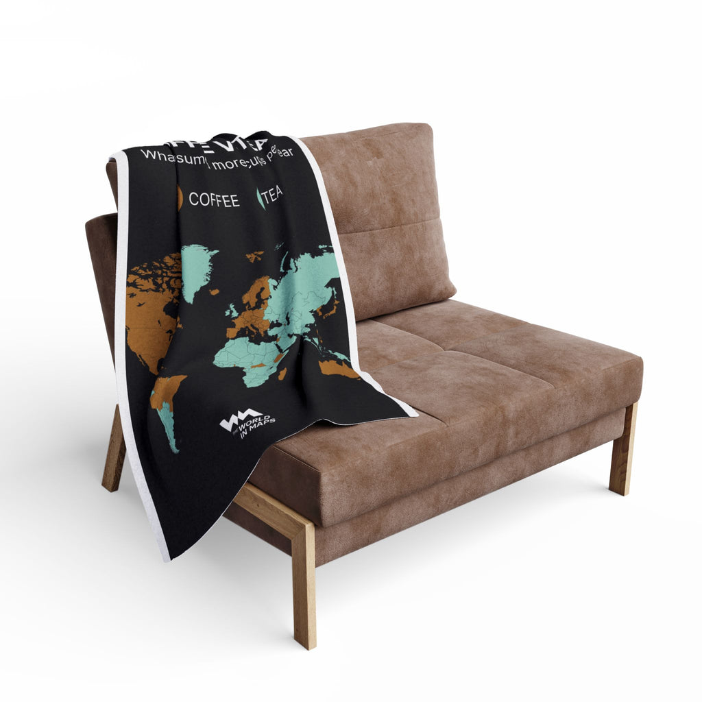 Coffee vs Tea World in Maps Fleece Blanket