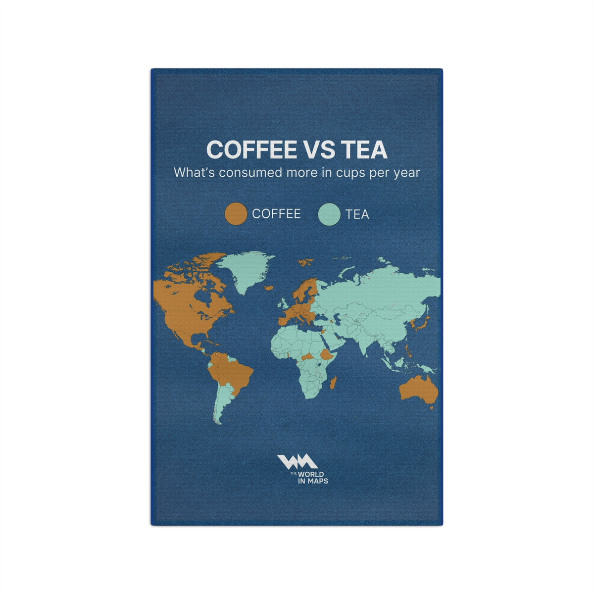 Coffee vs Tea World Map Microfiber Tea Towel