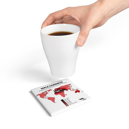 Ceramic Coaster — 'Where's the hair?' World in Maps coaster