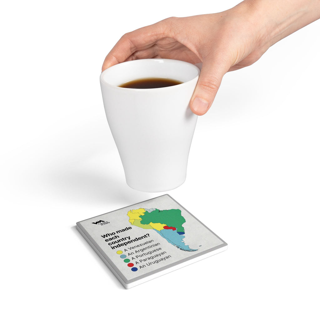 Ceramic Coaster — 'South American independence' World in Maps