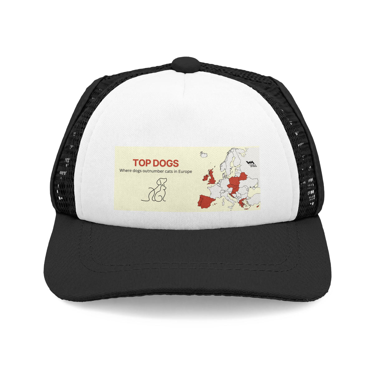 Top Dogs: Where Dogs Outnumber Cats in Europe - World in Maps Trucker Hat for Dogs