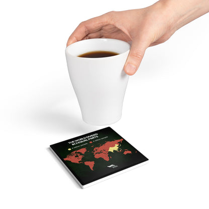 Ceramic Coaster — 'The world in two parts?' World in Maps