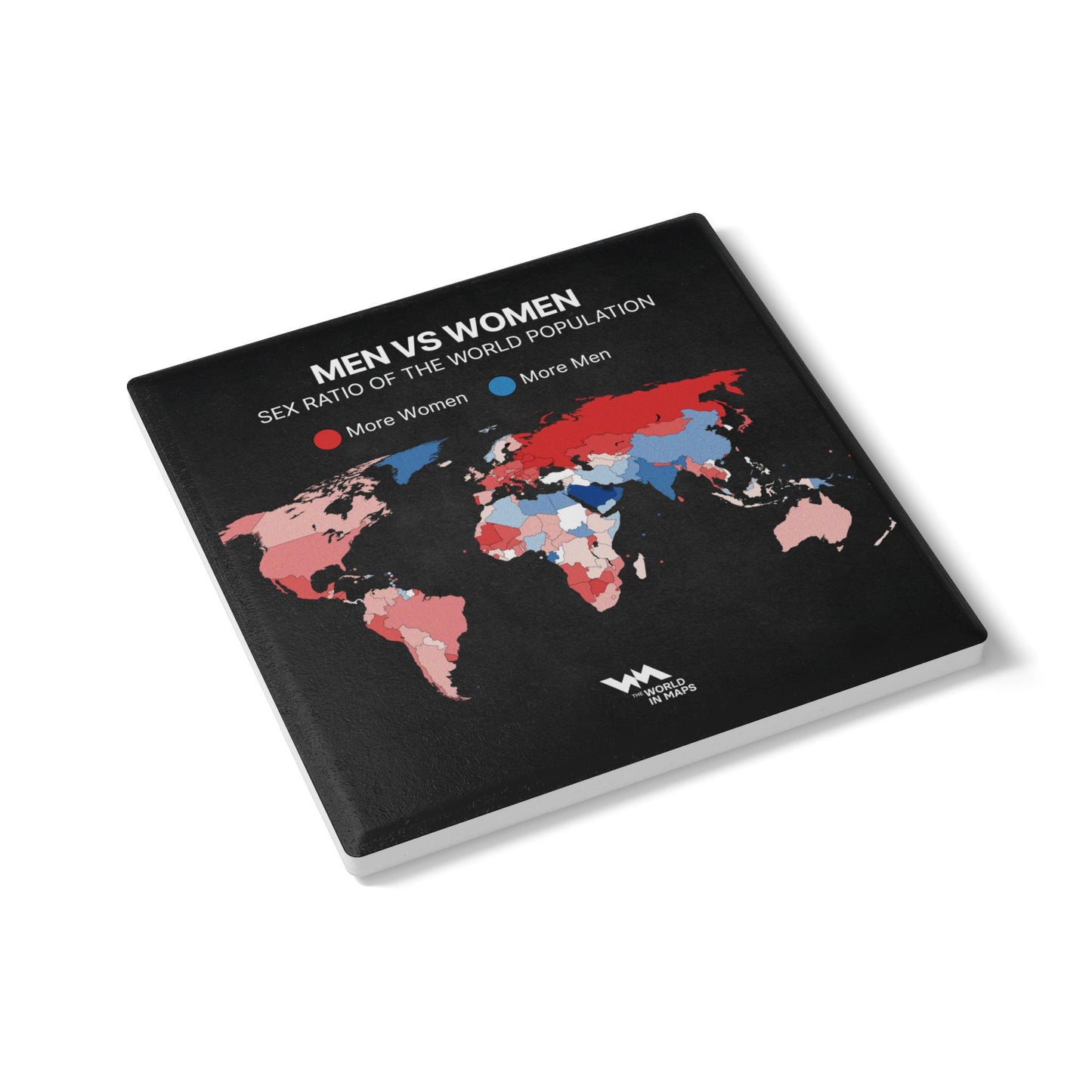 Ceramic Coaster — 'Men Vs Women' World in Maps  Coaster