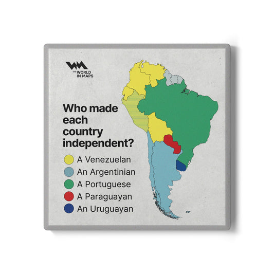 Ceramic Coaster — 'South American independence' World in Maps