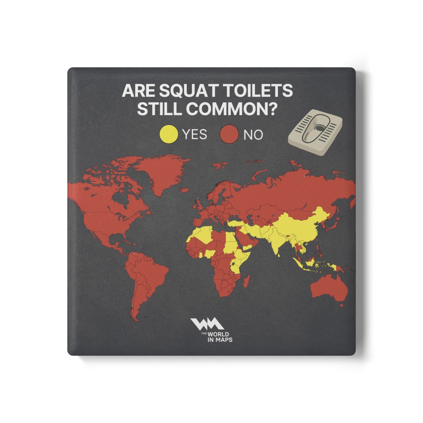 Ceramic Coaster — 'Are Squat Toilets Still Common?' World in Maps  Coaster