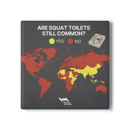 Ceramic Coaster — 'Are Squat Toilets Still Common?' World in Maps  Coaster