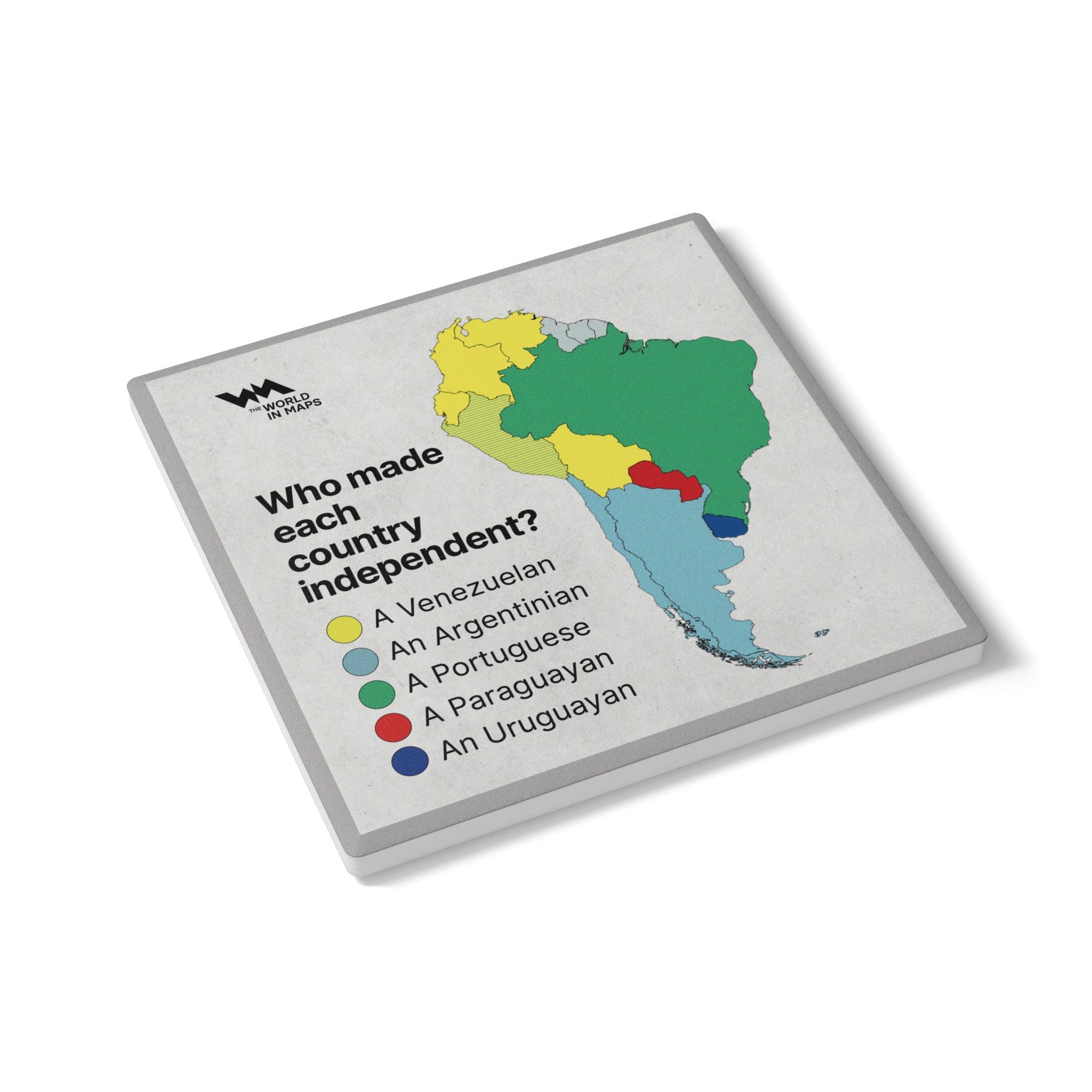 Ceramic Coaster — 'South American independence' World in Maps