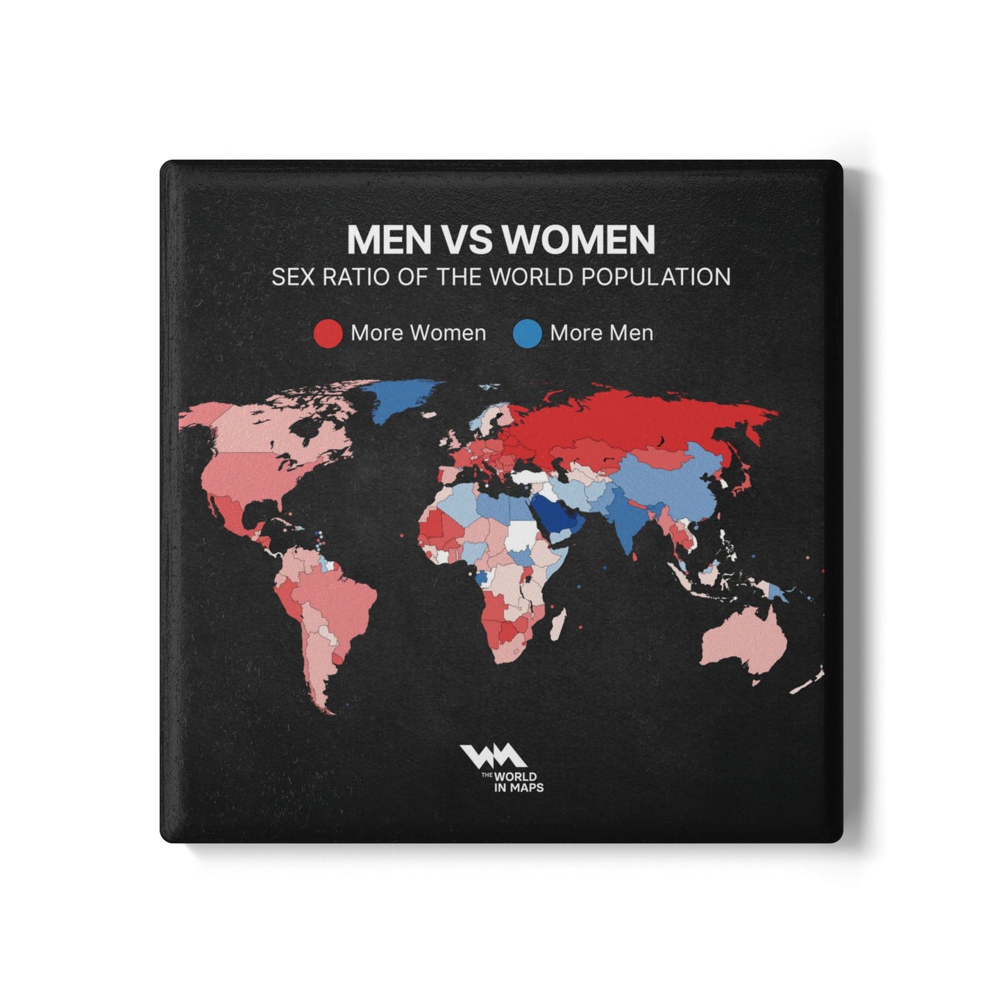 Ceramic Coaster — 'Men Vs Women' World in Maps  Coaster